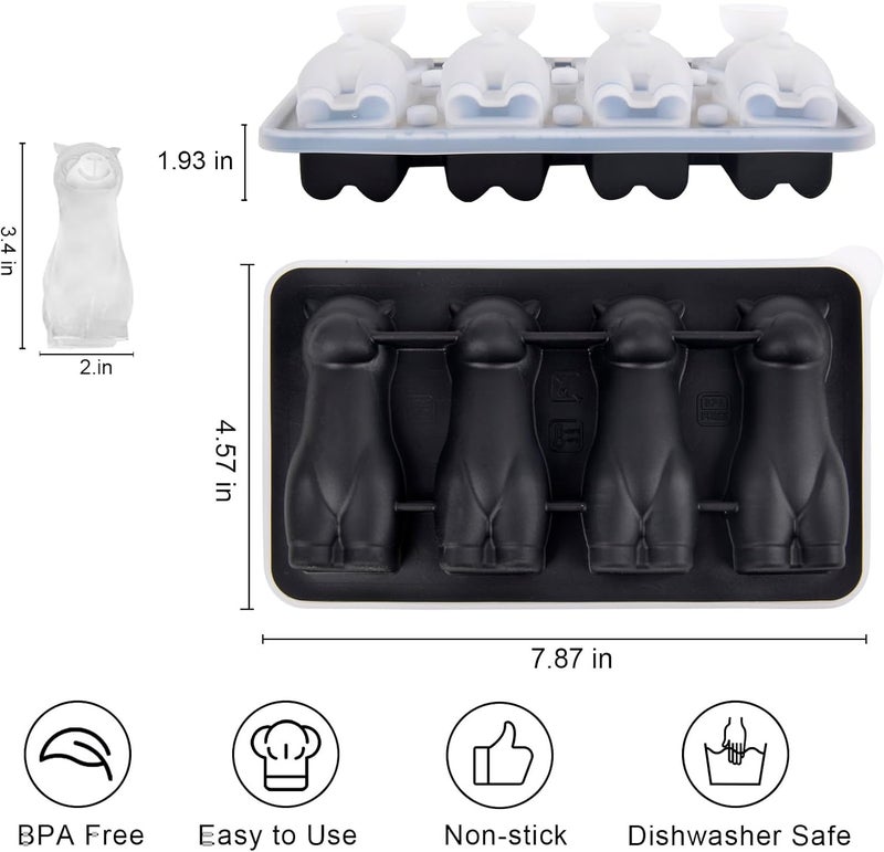 Nerien Alpaca Ice Cube Tray Mold - 3D Alpaca Shape Ice Cube Trays, Cute Ice Cube Molds for Whiskey Bourbon, 4-Hole Large Fun Shapes Ice Cube Trays, Funny Alpaca Gifts for Alpaca Lovers Women Men - Image 2